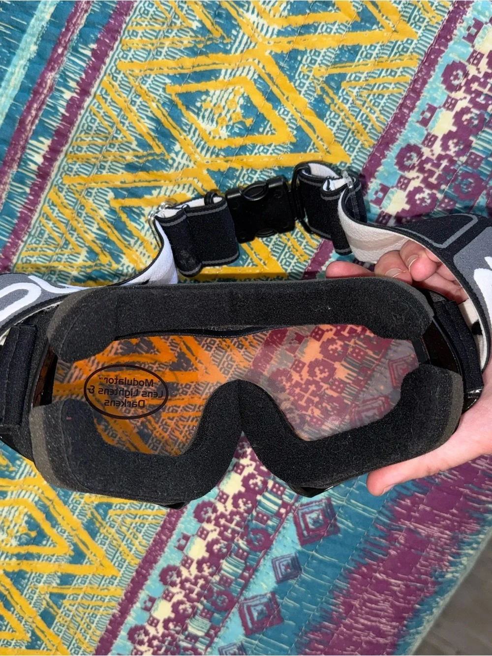 bolle Black Frame Ski/Snow Goggles with Orange Lens Buckle Adjustable Strap